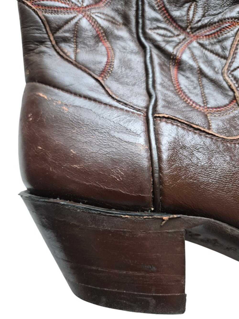 Sanders 16" Tall Western Cowboy Boots Decorative Stitching Handcrafted Men's 9 B - Picture 5 of 16